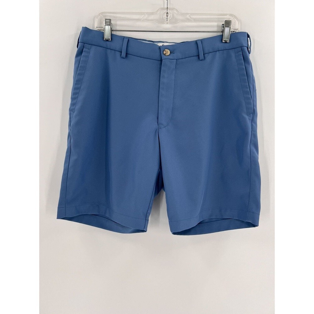 Peter Millar Men's Size 33W 8.5L Golf Shorts Pockets Belted Blue 100% Polyester
